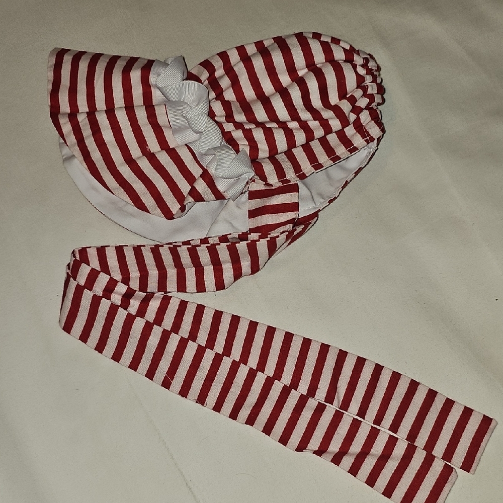 Red and White Striped Cotton Hat